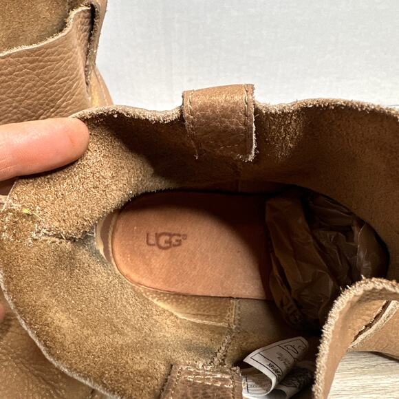 UGG Women's Classic Unlined Boots Mini Metallic Gold Short Leather Size 9 - Picture 5 of 10